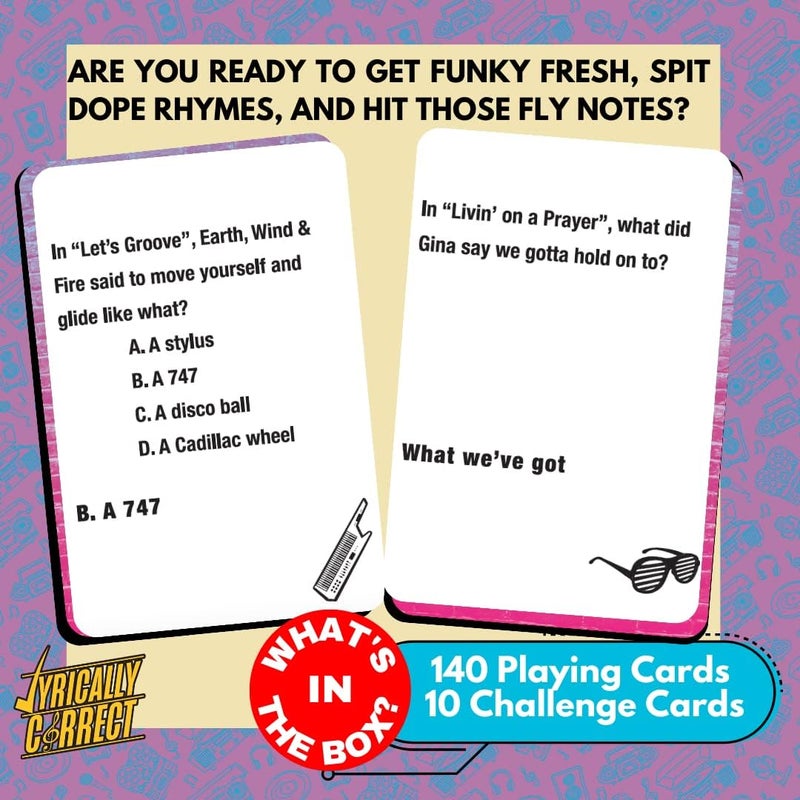 Lyrically Correct Store '80s Mixtape Music Trivia Card Game - Hip Hop, R&B, Funk, and Pop Edition - Finish The Lyrics Challenge, Fun for Adults, Party or Family Night - Image 4